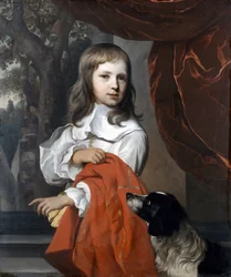 Porträt eines jungen Jungen mit einem Hund, 1658